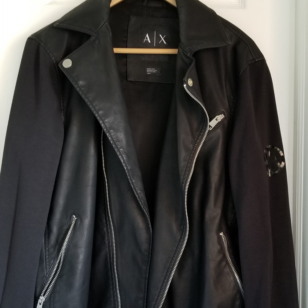 ARMANI EXCHANGE BIKER FAUX LEATHER  Jacket, Mens